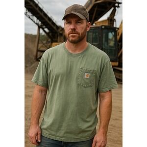 Carhartt Shirt Men's 2XL Green Thrashed Y2K Distressed Workwear‎ Boho Grunge Tee